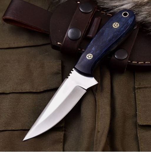 Cuchillo desollador deportivo de caza de hueso de camello personalizado de acero D2 hecho a mano cuchillo Edc
