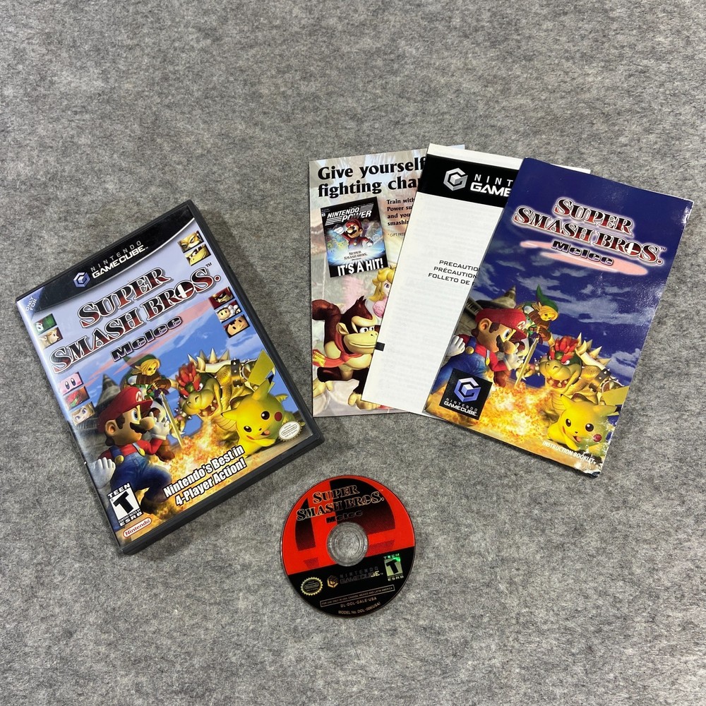 Super Smash Bros Melee [Black Label] - CIB w/ MANUAL (Nintendo GameCube) TESTED