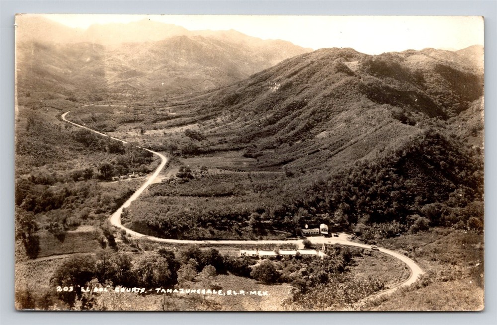 RPPC Mexico Tamazunchale El Sol Courts Motel San Luis Potosi Panorama Postcard