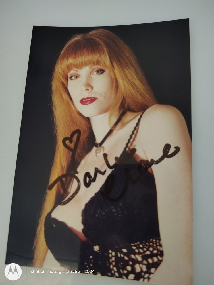 color photo pinup risque model #6  Darla Crane redhead signed 4x6 autograph