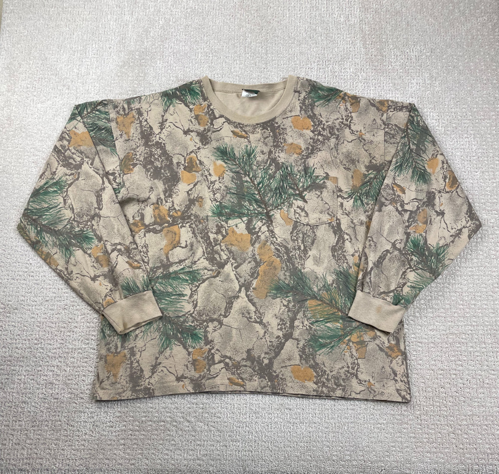 Vintage Nat Gear Shirt Men 2XL Camouflage Cotton Long Sleeve Hunting 90s Y2K USA