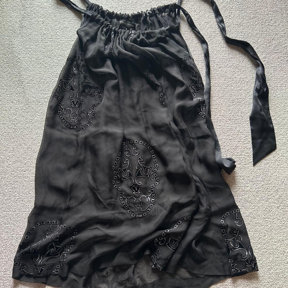 THOMAS WYLDE Mini Dress Black Sheer Layering Tunic Skull Women's S from Japan