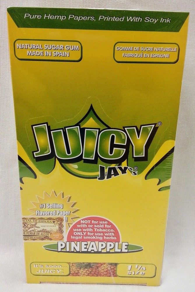 24 Packs JUICY JAY'S Pineapple 1 1/4 Rolling Papers with Free Shipping