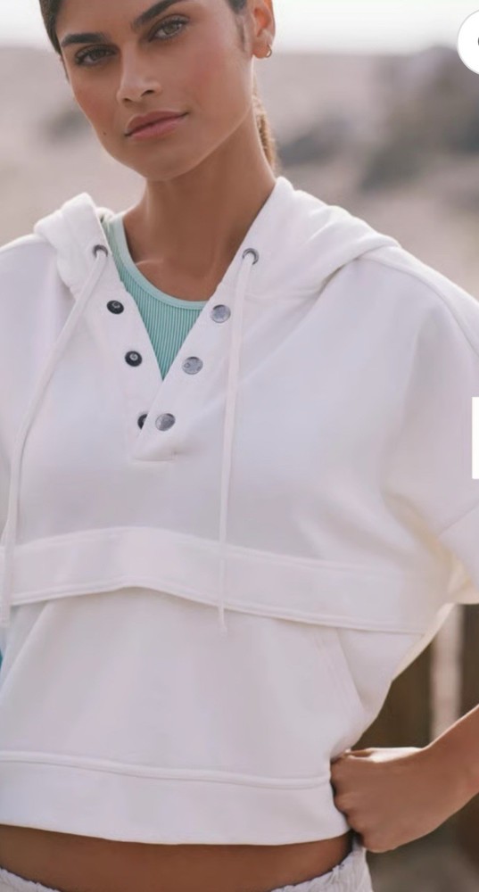 $108 DAILY PRACTICE by ANTHROPOLOGIE Hoodie Fleece Women S Henley Sweatshirt