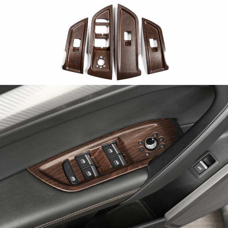 For Audi Q5 2018-2020 2023 Cen Wood Grain Glass Window Lifting Panel Decor 4PCS