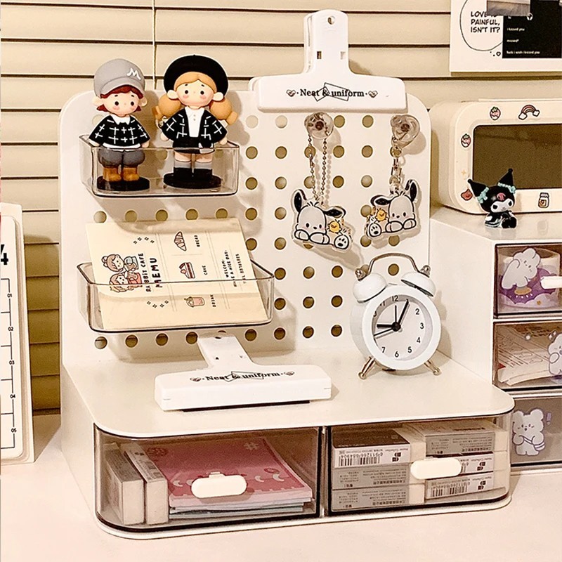 Stationery Boxes Plastic Storage Board with Drawer Desktop Makeup Organizer Rack
