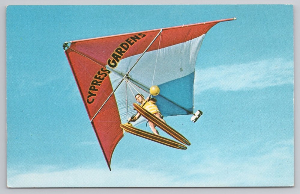 FL Cypress Gardens Delta Kite Hang Glider Water Ski Show Sports Postcard Florida
