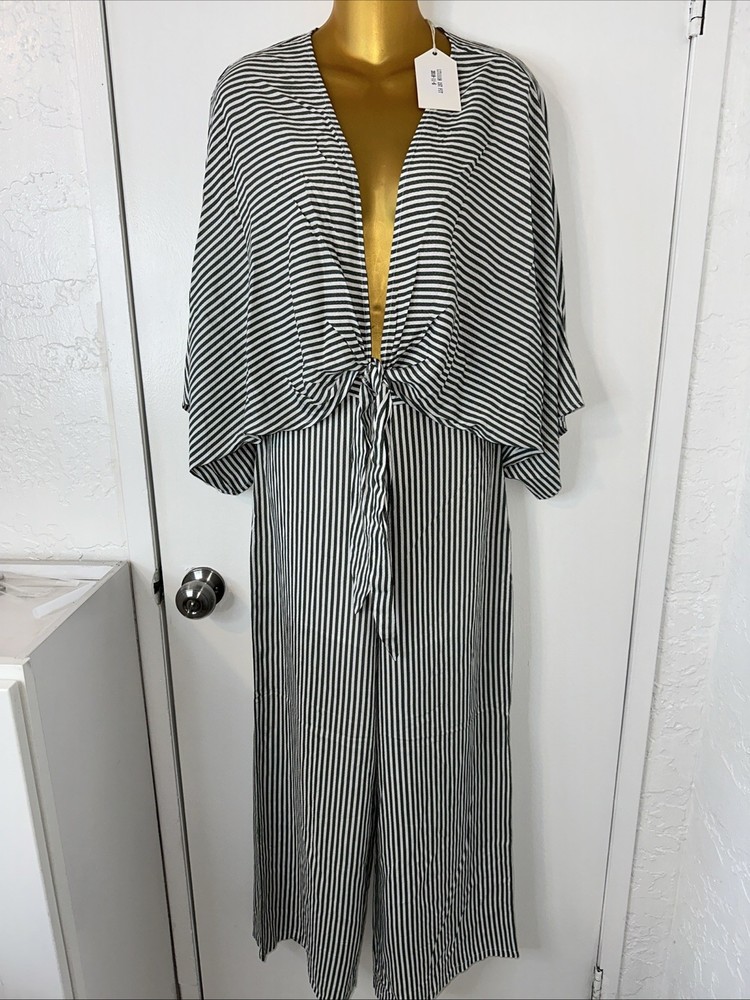 Green White Striped crop top And Pants set Small