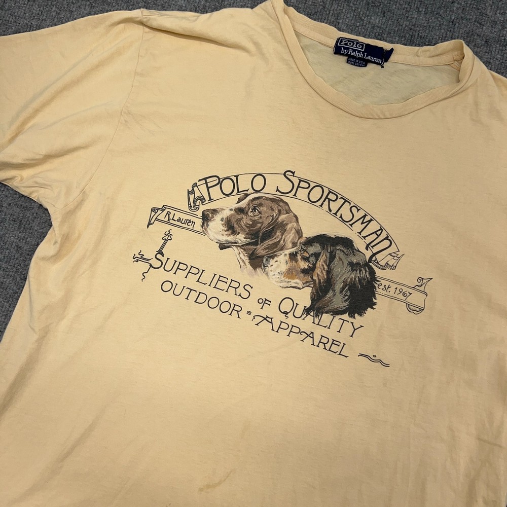 Vintage Ralph Lauren Polo Sportsman Shirt Mens L Made in USA Single Stitch 90s