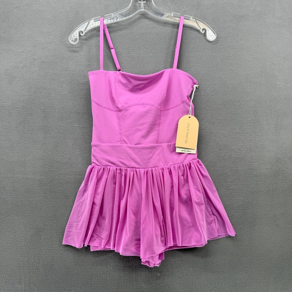 Blogilates Barre Romper Pink XS NWT Princess Seam Mesh Skirt Activewear