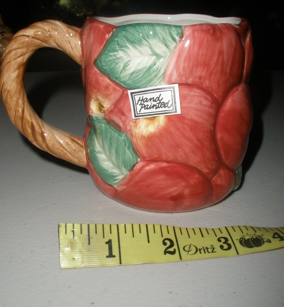 Vintage Fitz And Floyd 1989 Red Apple Coffee Tea Mug Cup Cottage NIB New