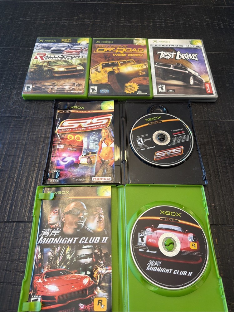 Original Xbox Racing Game Lot 5 Midnight Club 2 SRS RalliSport Test Drive Tested