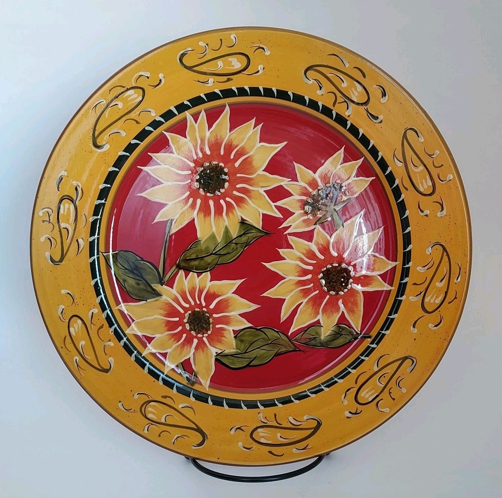 Sunflower Hand Painted Terracotta Dinner Plate 10.5