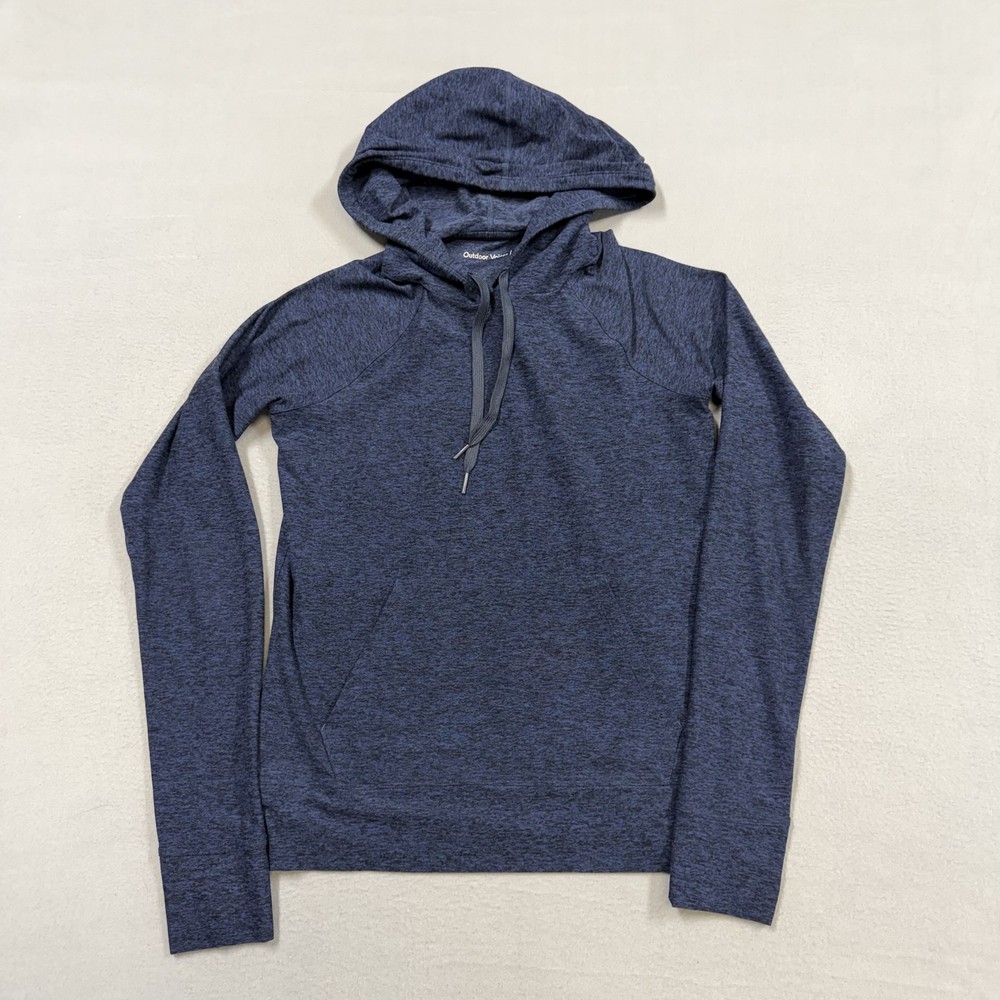 Outdoor Voices Hoodie Womens small Blue Lightweight Pullover Thumbholes Pocket