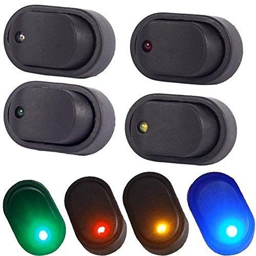 COONLINE 12V 30A Toggle Switch Rocker Waterproof LED Blue Colorful