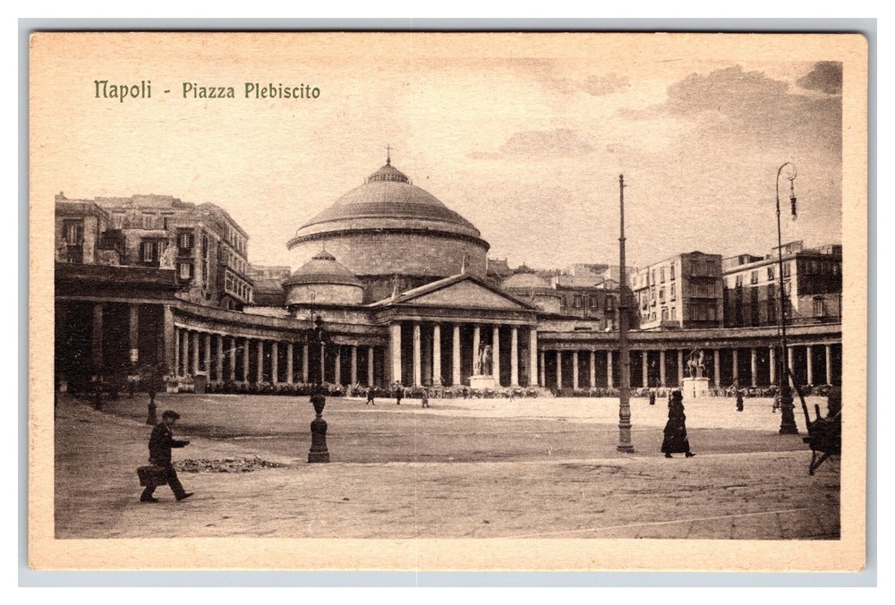 Vintage Early 1900s Plebiscito Plaza Napoli Italy Divided Back RPPC