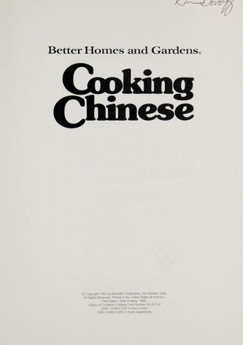 Better Homes and Gardens Cooking Chinese by , Good Book