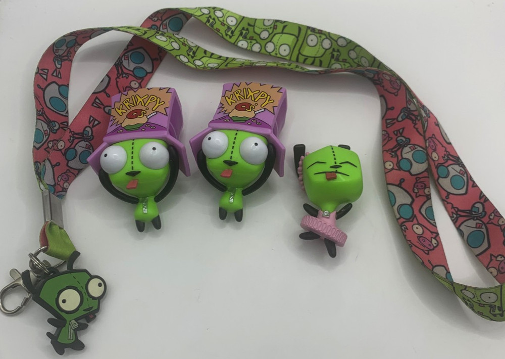 3 Invader Zim Blind Bag GIR Figures with Lanyard 2 Are Doubles Cartoon Toys