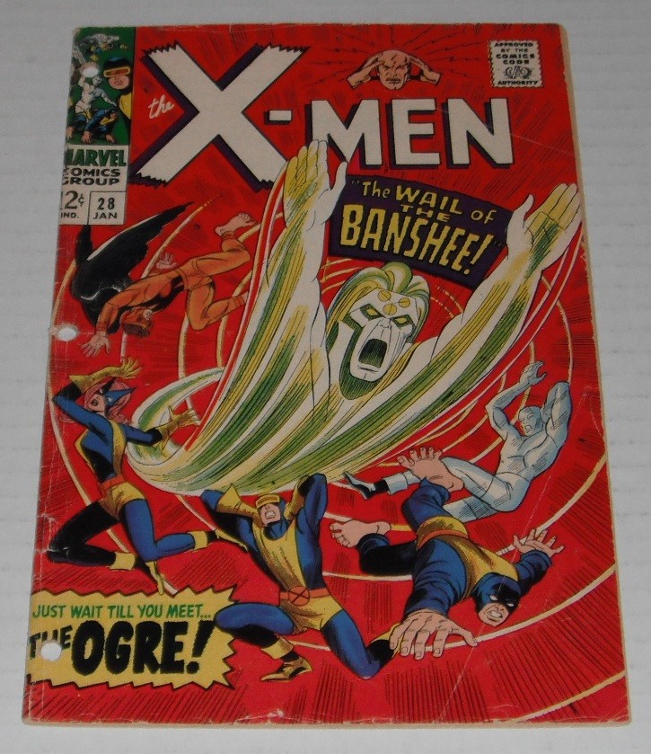 X-Men # 28....looks VG+ grade, but 3 punch holes...1st Banshee..1967  comic--cx