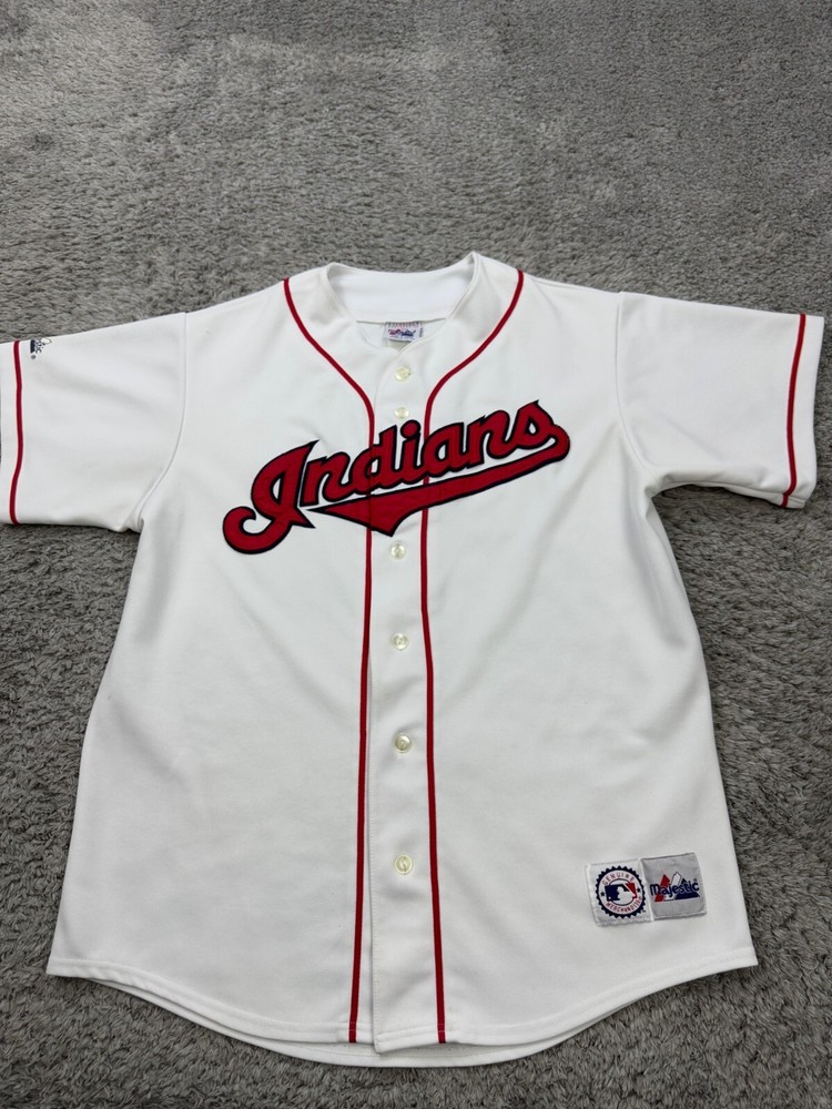 Vintage 80s 90s Majestic Cleveland Guardians White MLB Jersey Men's Large