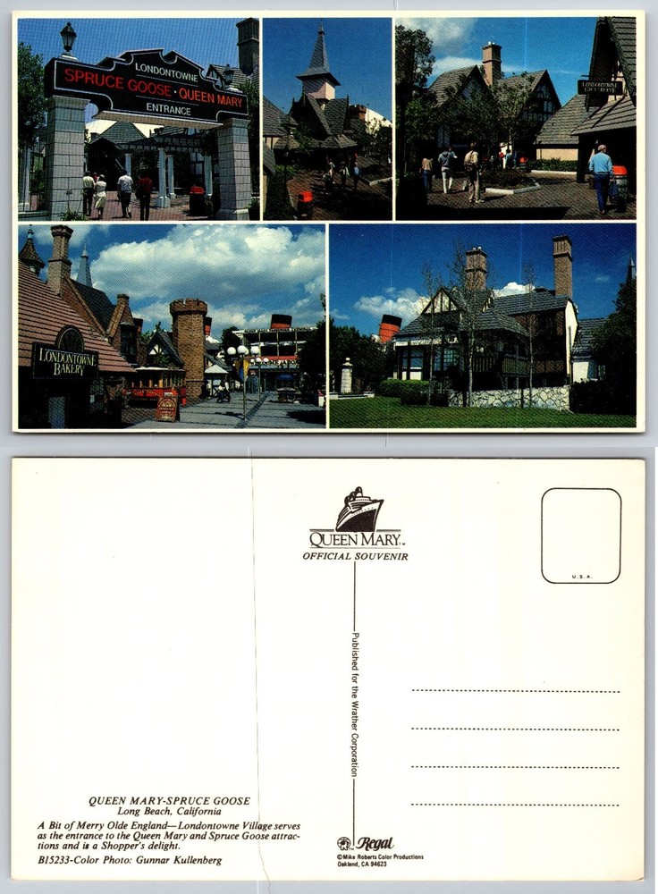 Londontowne Village Postcard Queen Mary Spruce Goose Long Beach CA Souvenir