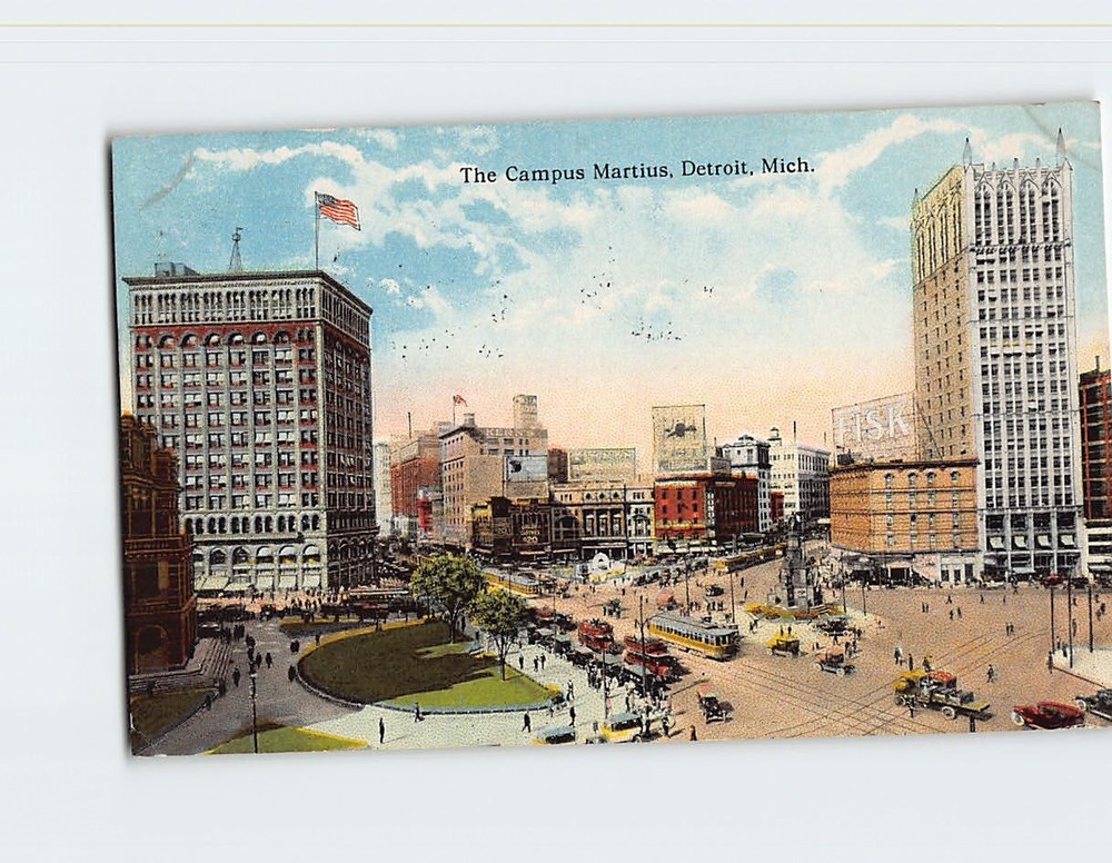 Postcard The Campus Martius Detroit Michigan USA