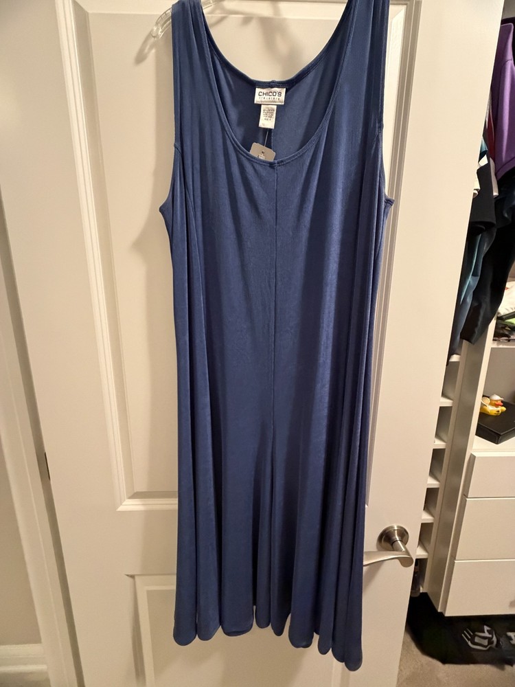 NWT Chico's Travelers Size 3 XL Periwinkle Maxi Tank Dress 