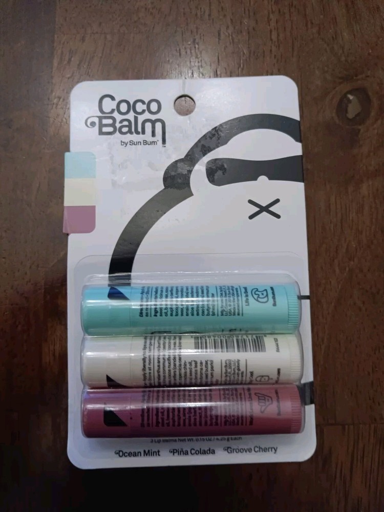 Sun Bum Coco Balm Lip Balm 3pk Ocean Mint, Groove Cherry, Pina Colada SEALED
