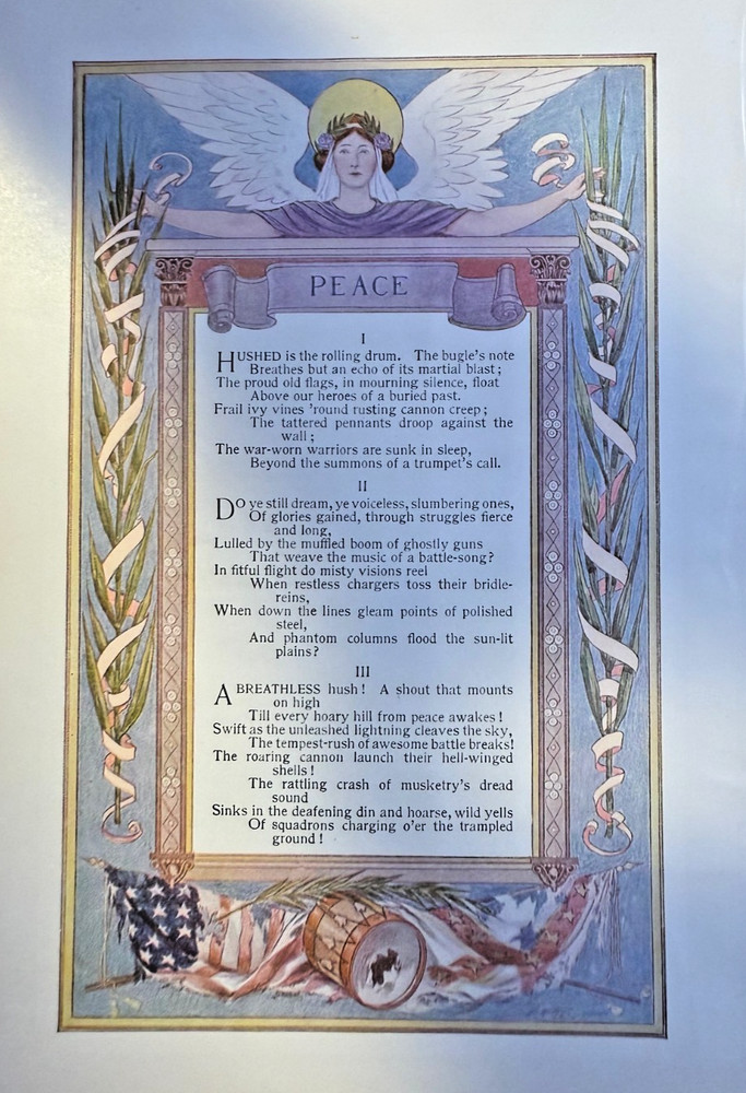 1906 Vintage Magazine Illustration Peace Civil War Print / Poem