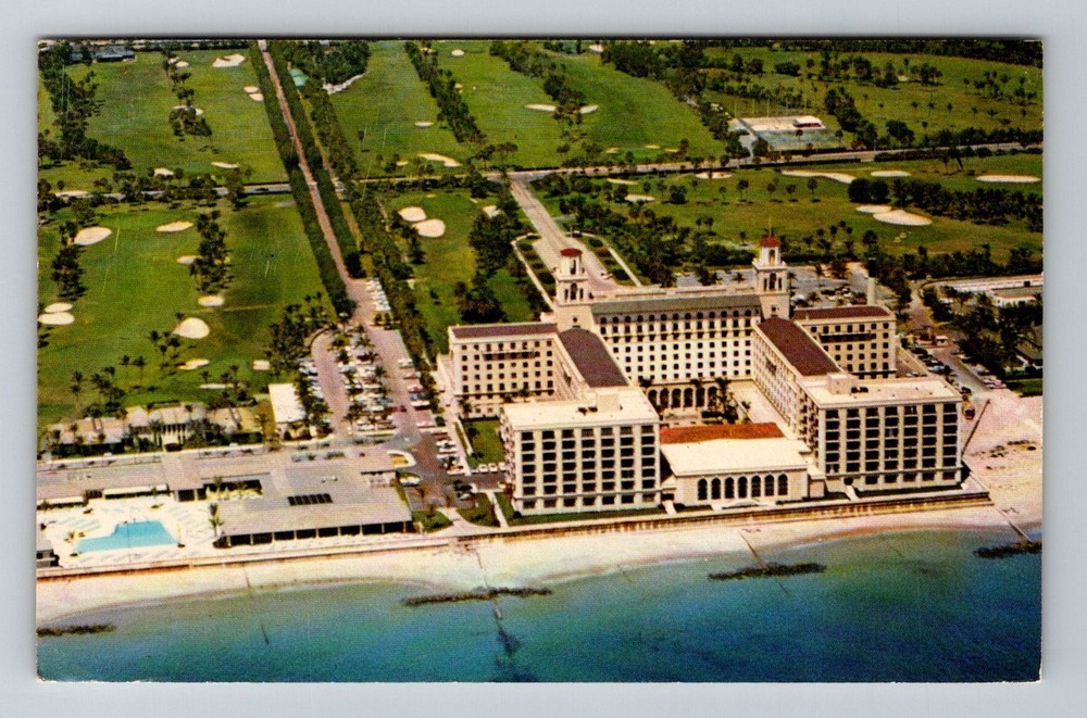 Palm Beach, FL-Florida, The Breakers Oceanfront Resort Aerial Vintage Postcard
