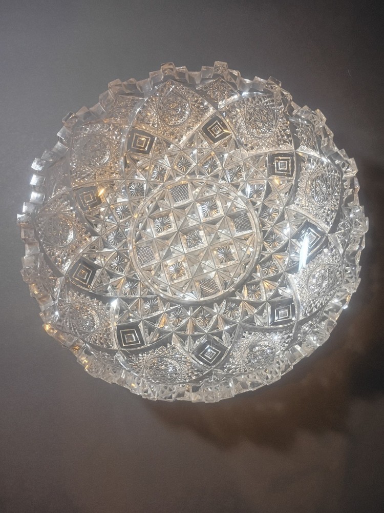 Antique American Brilliant Cut Glass Shallow Bowl Plate 7
