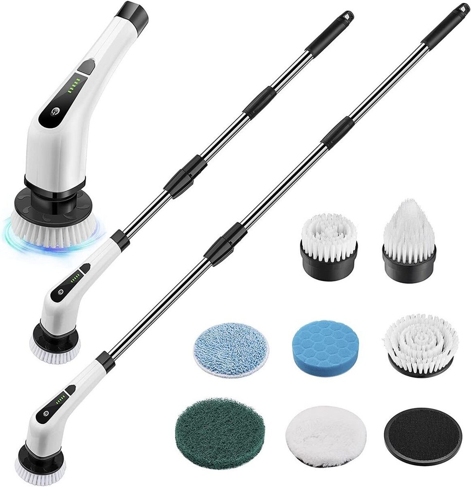 7 Heads Electric Spin Scrubber Cordless Bathtub Power Scrubber Cleaning Brush US