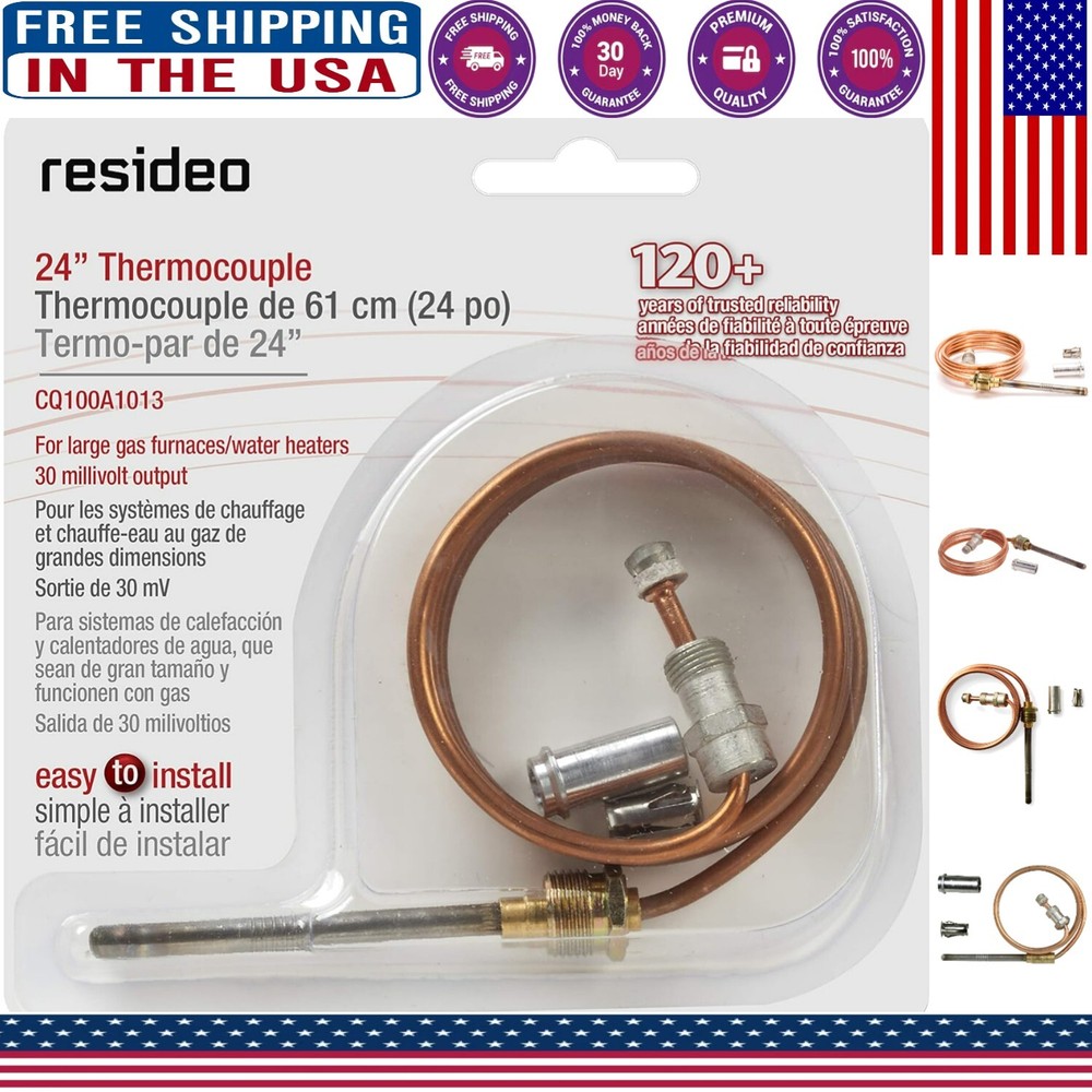 Universal 24-Inch Thermocouple for Boilers & Gas Furnaces - Easy Install
