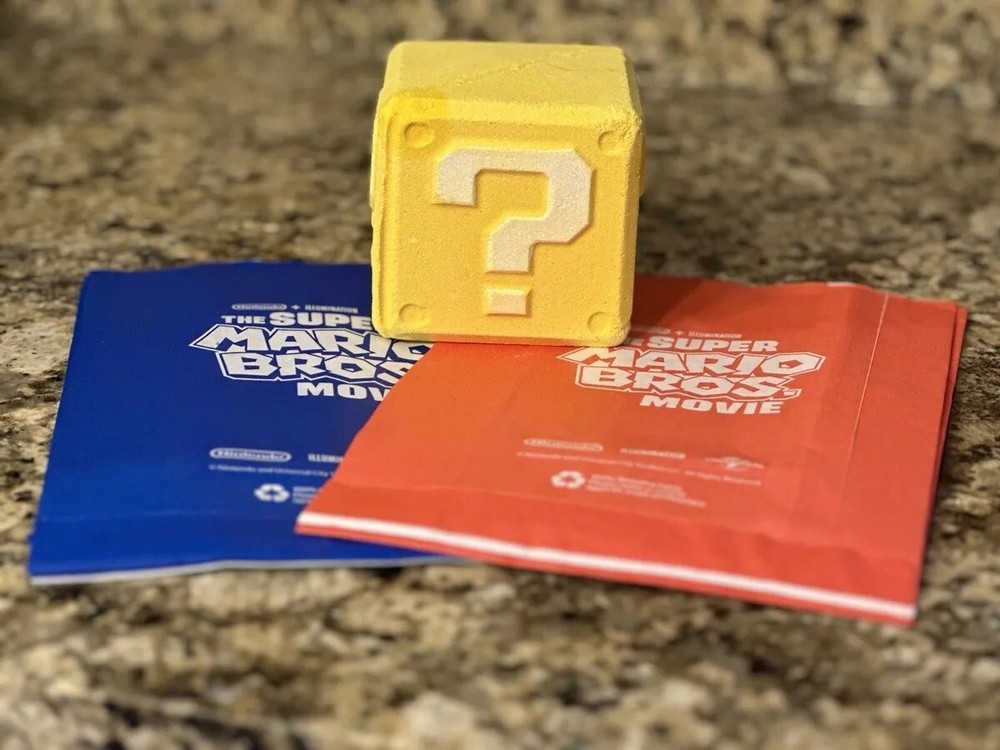 Lush x The Super Mario Bros. Movie Mystery Question Block Bath Bomb Body Soap