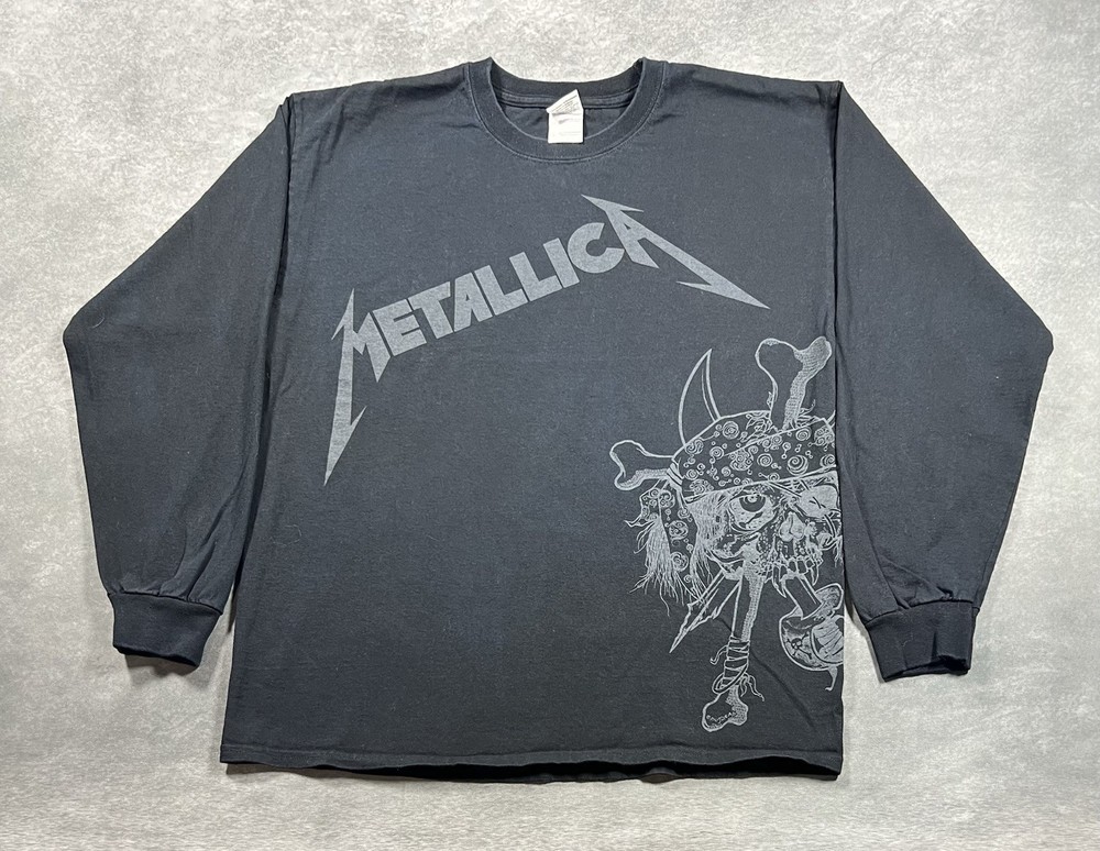 Y2K Metallica Pirate Skull Long Sleeve T-Shirt Size L