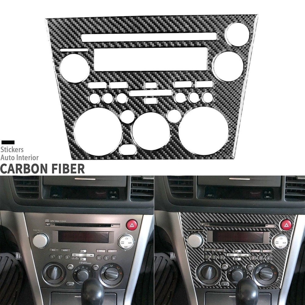 Real Carbon Fiber Console AC CD Panel Cover Trim For Subaru Legacy Outback 05-09