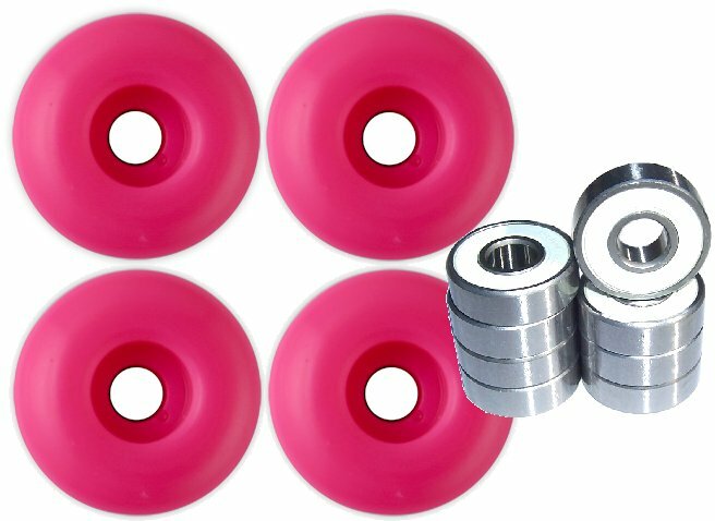 Blank Skateboard Wheels With ABEC 9 Bearings 50mm Pink