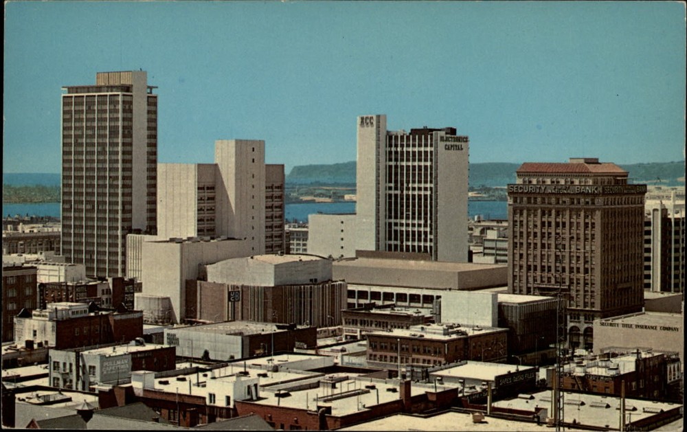 Civic Convention Center San Diego California aerial skyline ~ 1960s postcard
