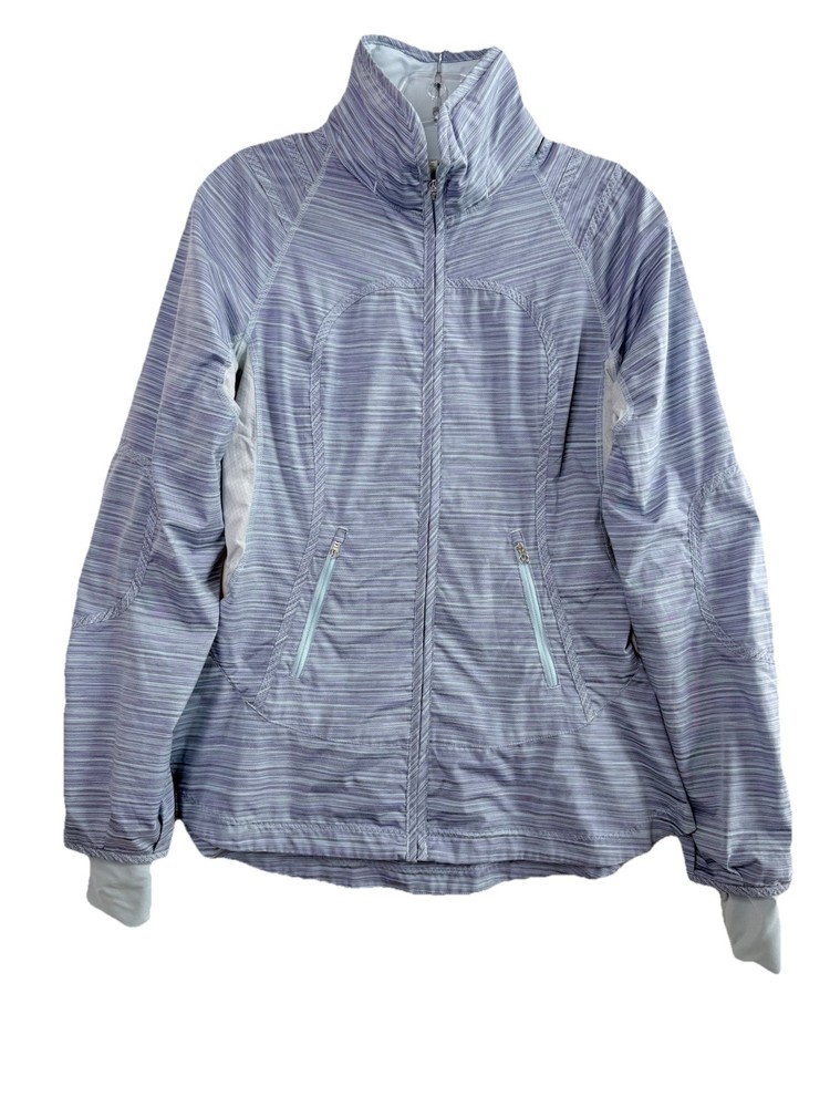Lululemon Make A Break Jacket Twisted Stripe Caspian Blue Womens Size 6