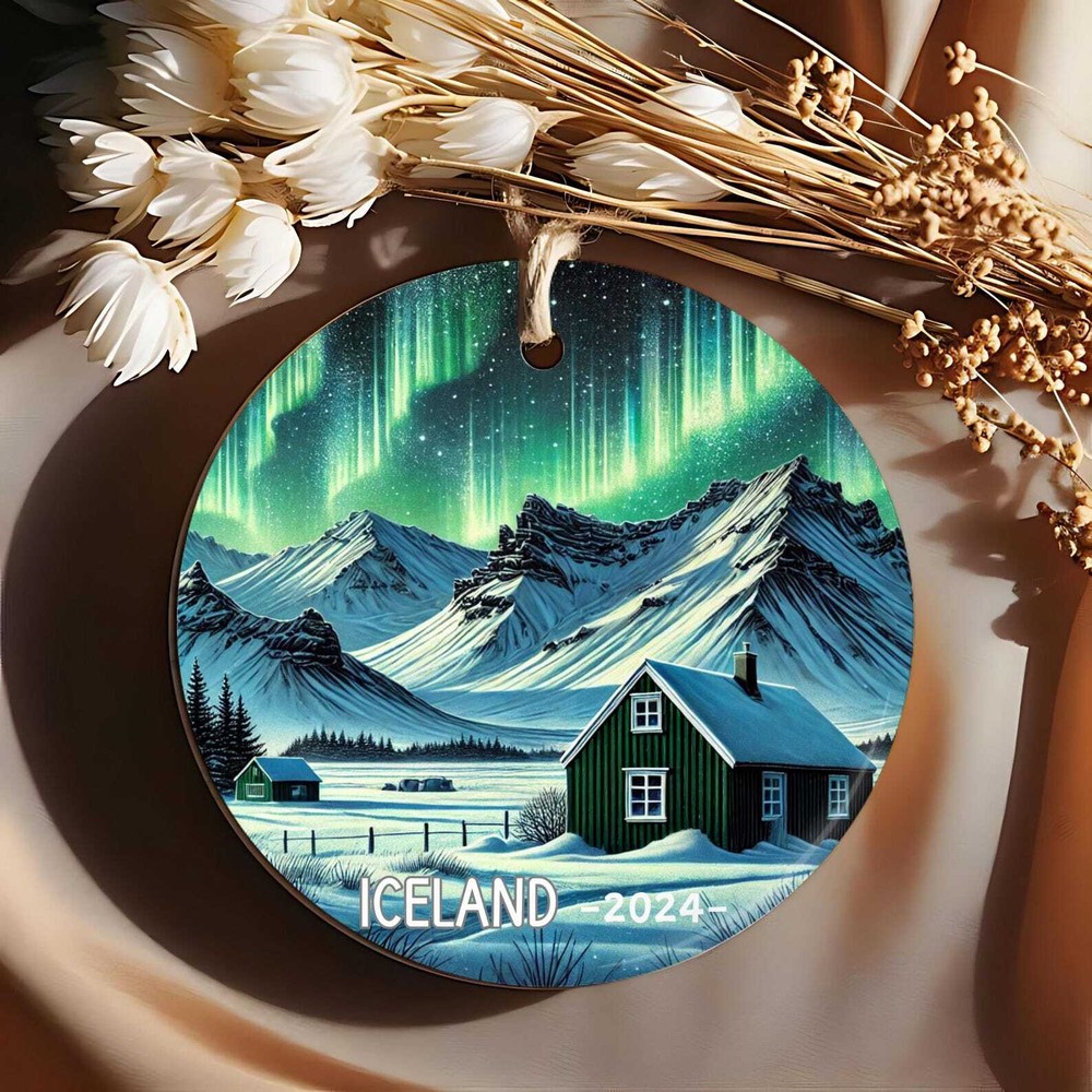 2024 Iceland Northern Lights Ornament Aurora Borealis Christmas Decor Icelandic