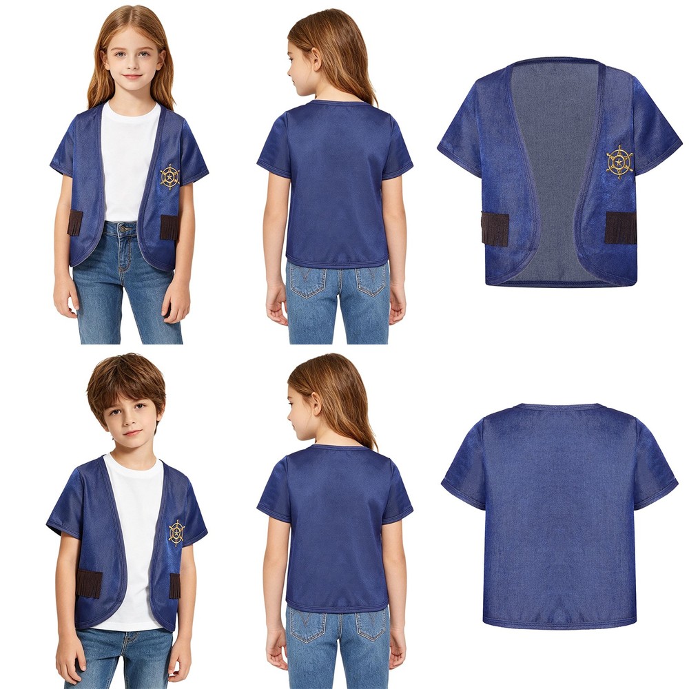 Kids Vest Travel Jacket Themed Costume Top Birthday Shirt Short Sleeve Fringed
