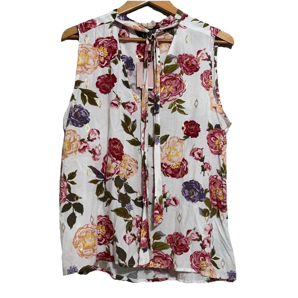 Harve Benard Women's Blouse XL Cottagecore Floral Garden Party Sleeveless