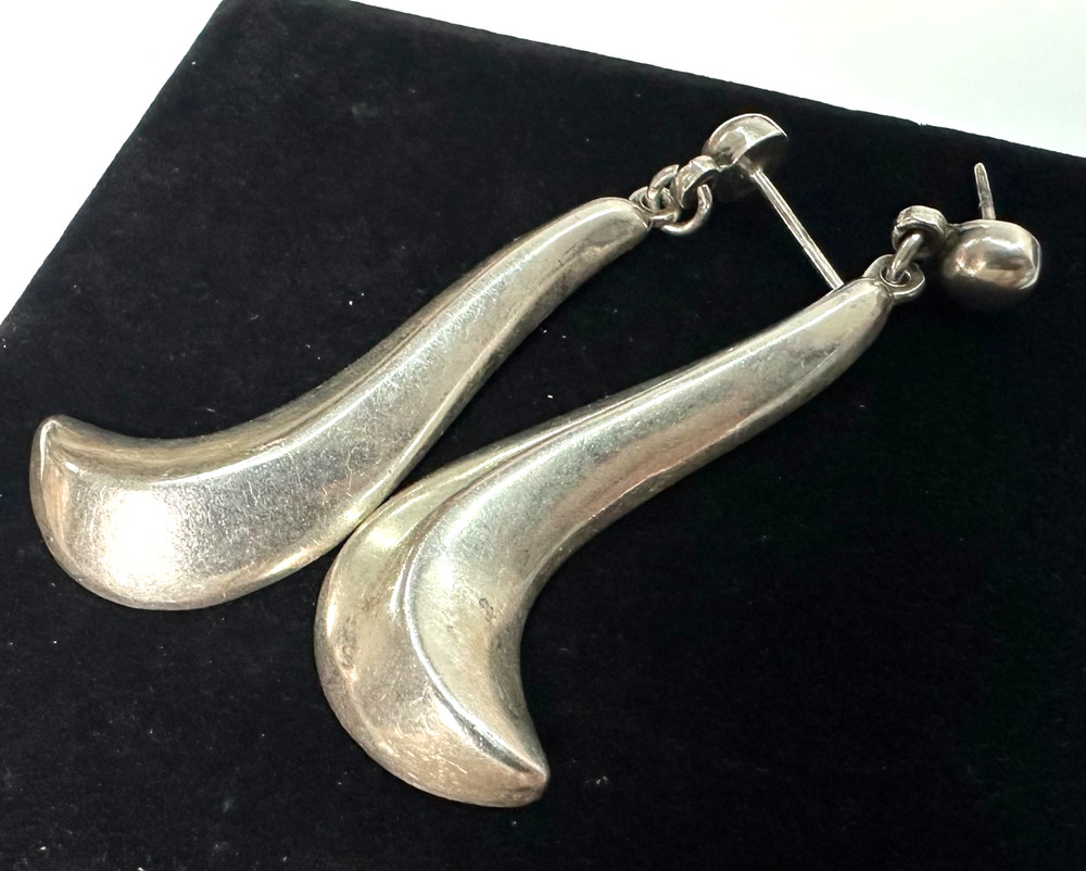 Vtg Puff Dangle Earrings MARKED MEXICO TP-22 925 Sterling Silver Jewelry Lot I