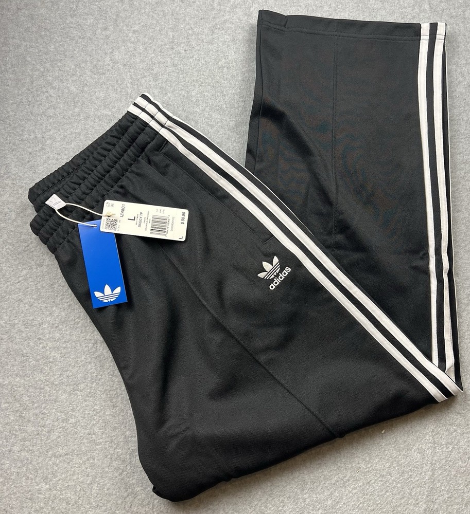 adidas BAGGY Fit Firebird Men’s Track Pants Size Large IZ4801 Black/White NWT