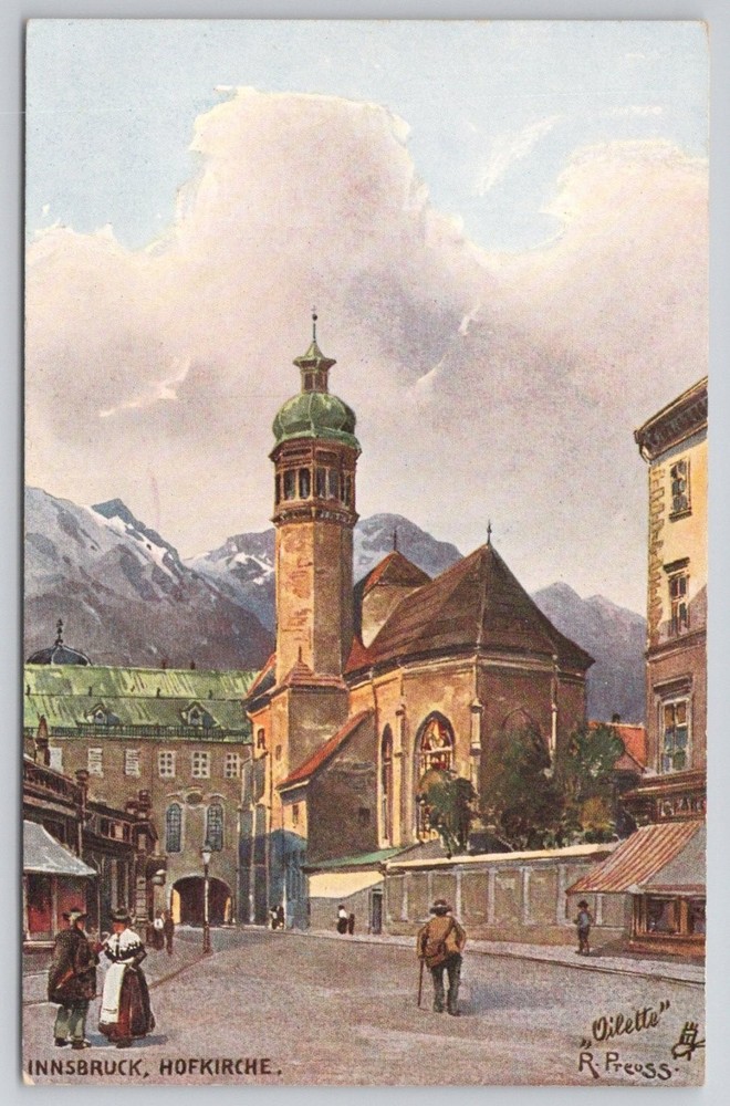 Innsbruck Hofkirche Austria Oilette Postcard R. Preuss Alps Wilhelm Stempfle