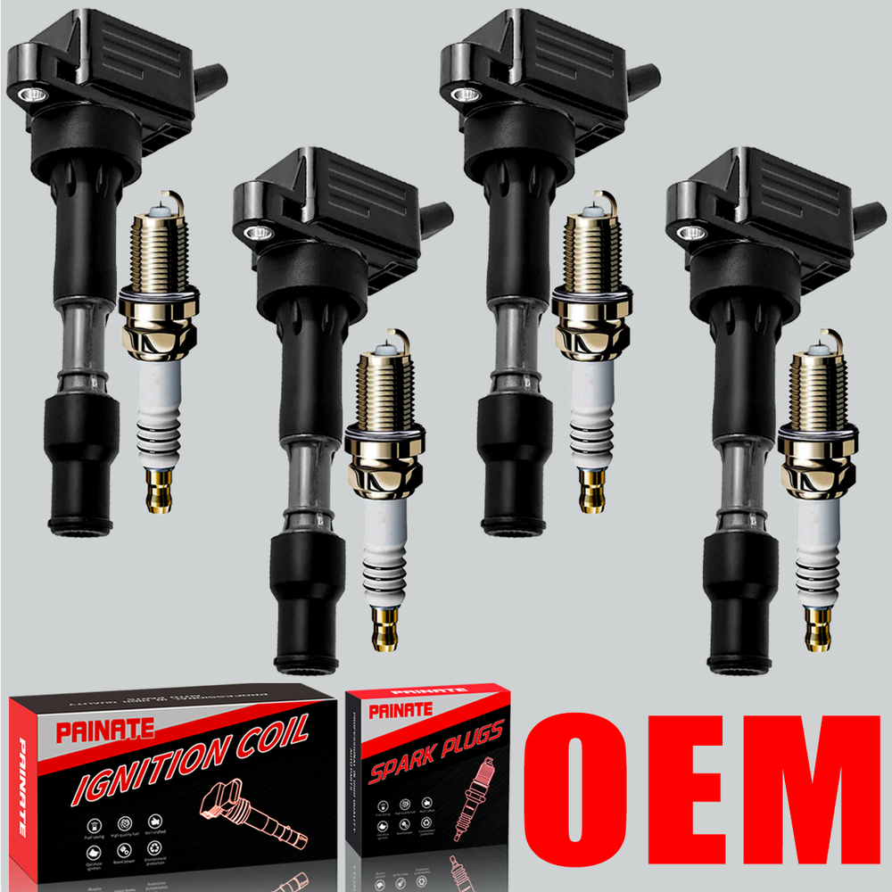 Brand 4X OEM Ignition coil & 4 Iridium Spark plug For Hyundai Elantra Sonata Kia