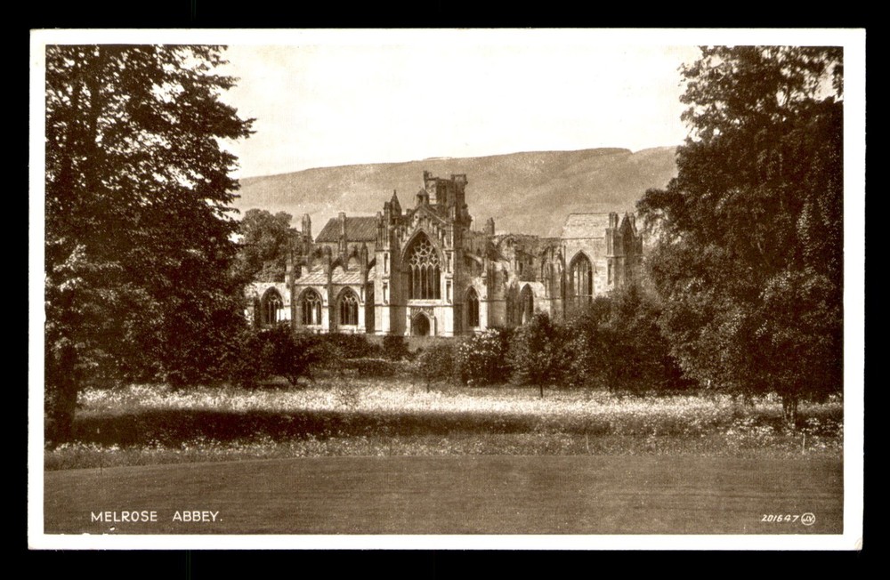 Melrose Abbey UK Front View House Castle Cathedral Church UNP Postcard Divided