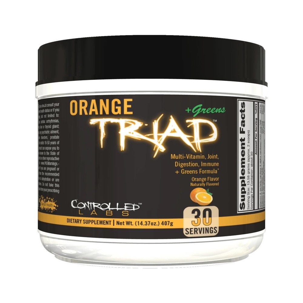 Orange Triad Plus Greens Multivitamin for Men & Women 30 Servings Iron Free Sports Nutrition  
