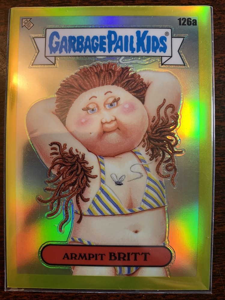 2022 Topps Chrome Garbage Pail Kids Armpit Britt Yellow Refractor 219/275