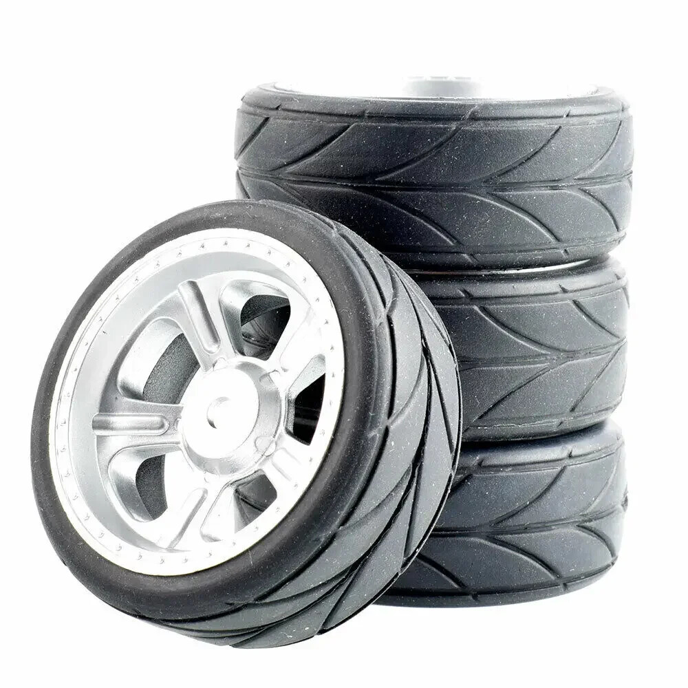 4Pcs 1/10RC Rally Car Wheel & Tires Set For HPI KYOSHO 1/10 Tamiya TT02 XV01 HSP